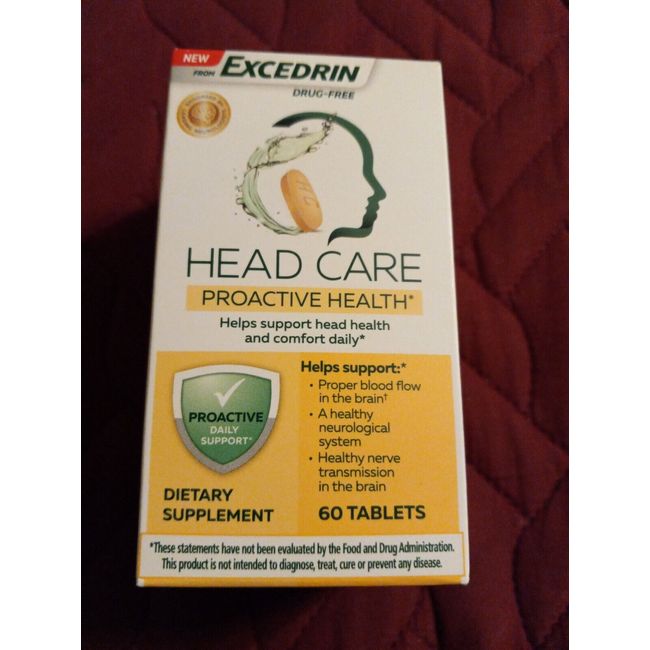 2 Pk Excedrin Head Care Proactive Health. Drug Free 60 Tabs Ea. Exp: 08/24