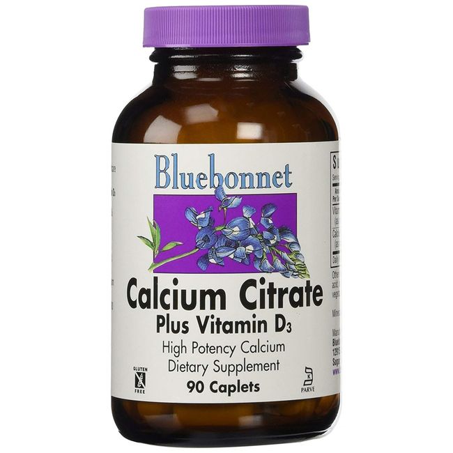 Bluebonnet Calcium Citrate Plus Vitamin D3 Gluten Free Caplets