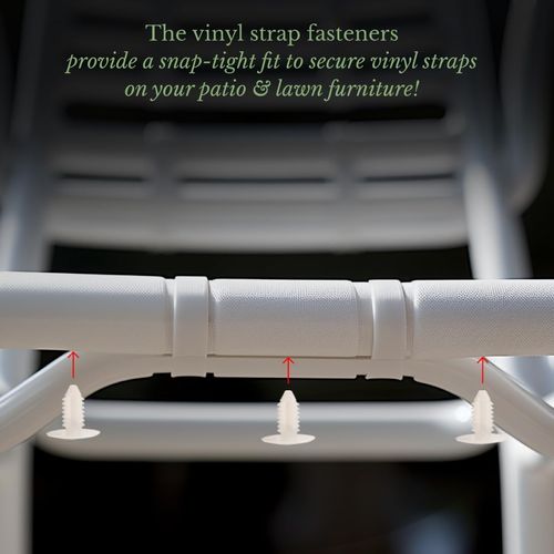 Jejavu - Vinyl Strap Fastener, Rivets for Patio Chairs Vinyl Straps, Pins for Lawn Furniture Straps, Fit 1/4'' Hole, Pack of 50, White