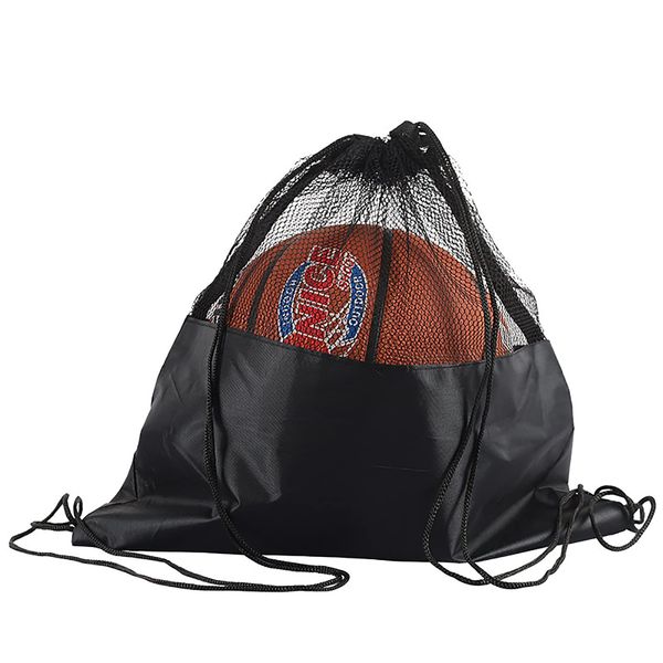 SHULLIN Balltaschen Nylon Net Tasche mit Schultergurt tragbare Balltasche Soccer Bag Netzstoff Sports Ball Tasche Basketball Tasche Ball Beutel für Basketball Fußball Volleyball Tennis（Schwarz）