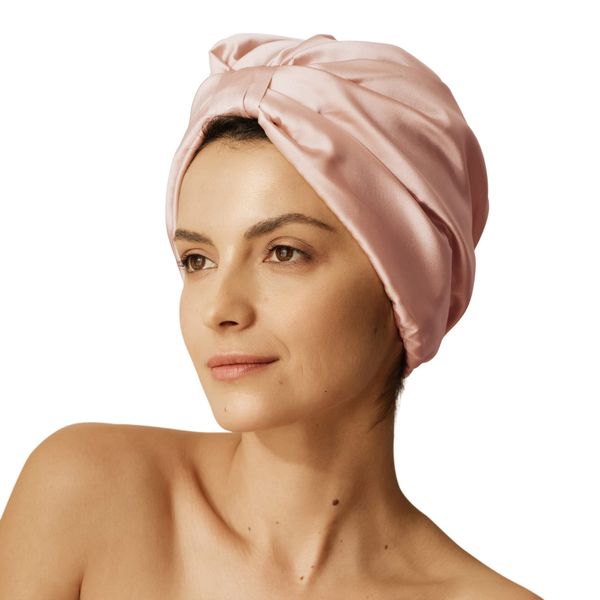 Sleep&Glow Silk Sleep Hair Turban – Healthy and Shiny Hair - for Sleep – for Makeup or Skincare Regime – Double Layered 100% Natural 19mm Grade 6A Mulberry Silk – Adjustable Strap