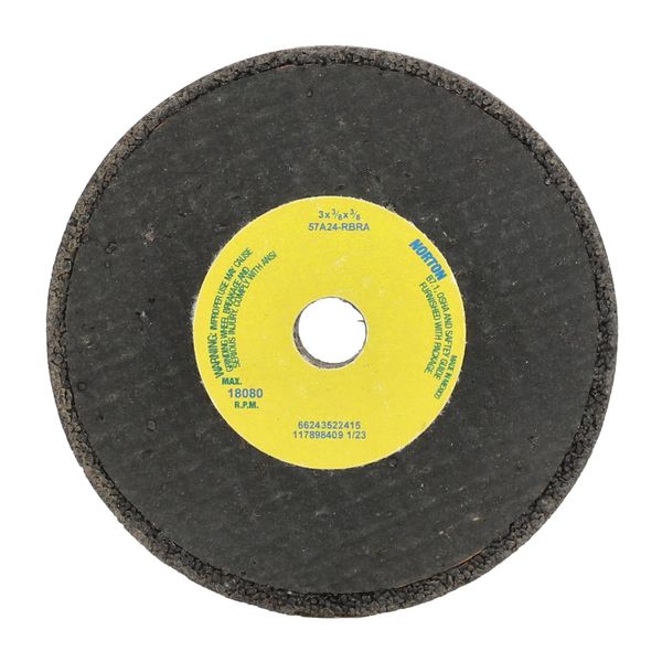 Grinding Wheel, T1, 3x3/8x3/8, AO, 24G, Blk