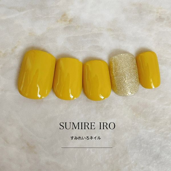 Nail tips False nails Bridal nails Short Coming-of-age nails Design Simple nails Nail Beige nails Small nails Large nails Very short Chibi nails Adult nails False nails Custom nails<br> [o2201] Yellow mustard surround pearl marble mirror