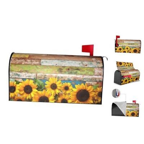 Sunflowers Mailbox Cover Magnetic Mailbox Wraps Post 25.5x21 in Sunflowers #02