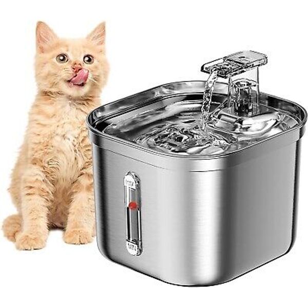 Cat Water Fountain Stainless Steel 74oz/2.2L Cat Fountain for Pets Dogs Cat