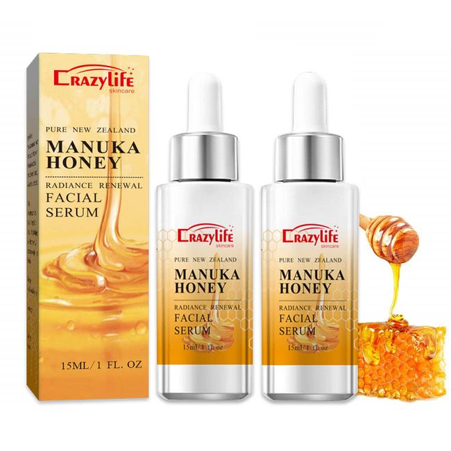 2 Stück Manuka-Honig-Gesichtsserum Beruhigende Feuchtigkeitsspendende Tief nährende Anti-Aging-Serum Feuchtigkeitsspendende Gesichtsserum Anti-Falten-Serum für alle Hauttypen