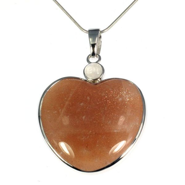 CrystalAge Moonstone Two Stone Heart Pendant