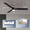 Ceiling Fans with Lights, 56 Inch Black Ceiling Fan with Light, Reversible Quiet