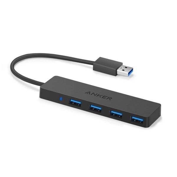 Anker 4-Port USB 3.0 Ultra Flacher Datenhub, Geeignet für Macbook, Mac Pro/mini, iMac, Surface Pro, XPS, Notebook PC, USB Flash Drives, Mobile HDD, und mehr