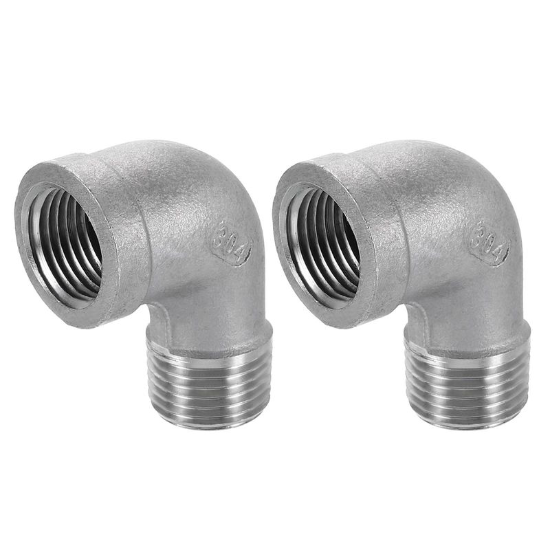sourcing map 304 Stainless Steel 90 Degree Elbow Fittings NPT 1/2 x NPT ...