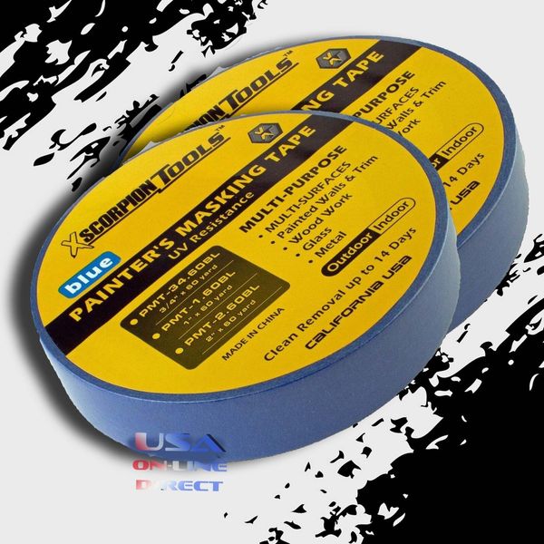 4 Rolls Multi-Surfaces Blue Painter Masking Tape 3/4" 180 ft. 60 yards Edge Trim