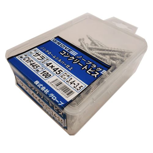 GROVE CVF445 Concrete Screws Sara 100 Pieces Diameter 0.16 x 1.8 inches (4.0 x 45 mm)