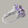 925 Sterling Silver Real Genuine Amethyst Womens Statement Ring - Size M 1/2