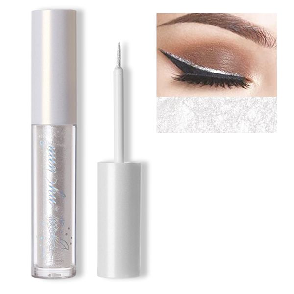 Erinde Liquid Glitter Eyeliner, Metallic Shimmer Glitter Eyeshadow liner, High Pigment Colored Eyeliner Stickers, Waterproof Long Lasting for Women #01