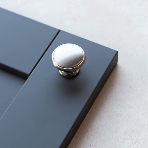 Brushed Nickel Knobs and Cup Handle for Kitchen Cabinets | Bedroom | Bathroom | Furniture | Cupboards (38mm Diameter Knob)