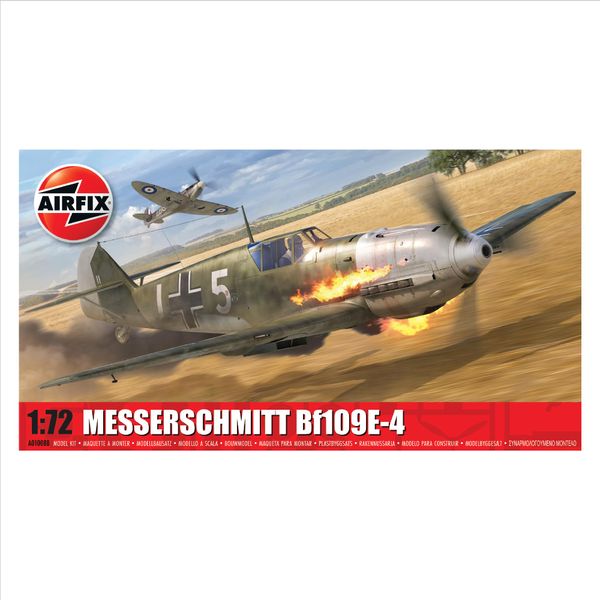 Airfix Model Set - A01008B Messerschmitt Bf109E-4 Model Building Kit - Plastic Model Plane Kits for Adults & Children 8+, Set Includes Sprues & Decals- 1:72 Scale Model