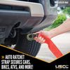 USCC 2" X 12' Ratchet Strap w/Snap Hook - Red