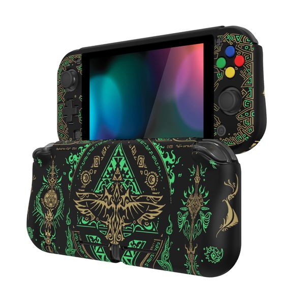 PlayVital ZealProtect Protective Case for Nintendo Switch Lite, Hard Shell Grip Cover for Nintendo Switch Lite w/Screen Protector & Thumb Grip Caps & Button Caps - Totem of Kingdom