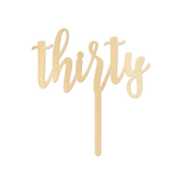 The Cake Decorating Co. Birch Effect - Script Number Wooden Cake Topper 30
