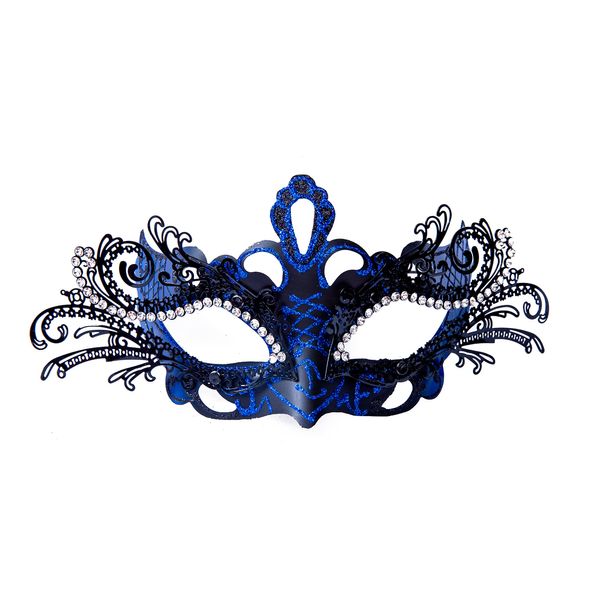 DIOLUF liweiyu Masquerade Mask, Mardi Gras Deecorations Venetian Masks for Womens (Blue-black), 9.44in*4.11in