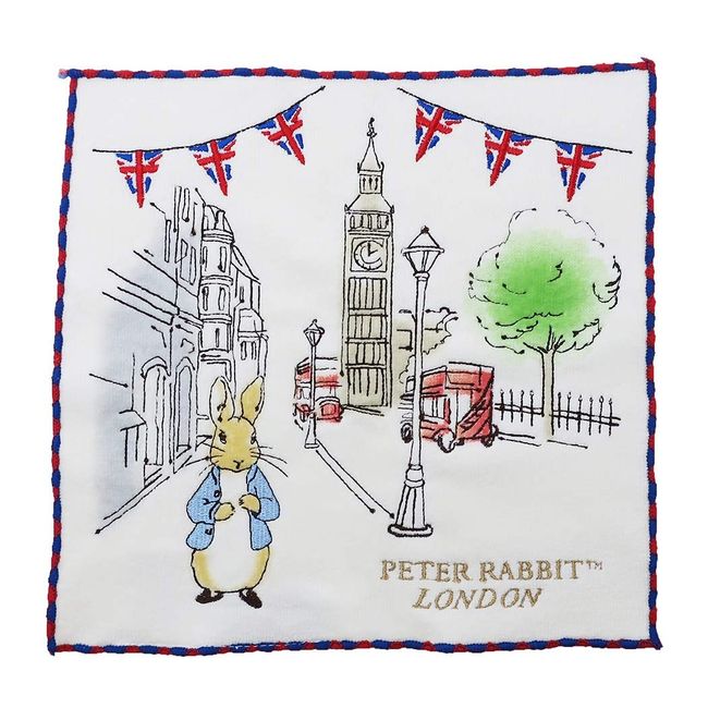 Marushin 5605007600 Mini Towel, Peter Rabbit 9.8 x 9.8 inches (25 x 25 cm), Cityscape, Full Embroidery