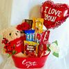 Valentine's Day Gift Arrangement Teddy Bear Baskets, Flowers Candy/Chocolates 