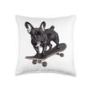 French Bulldog skateboard Throw Pillow