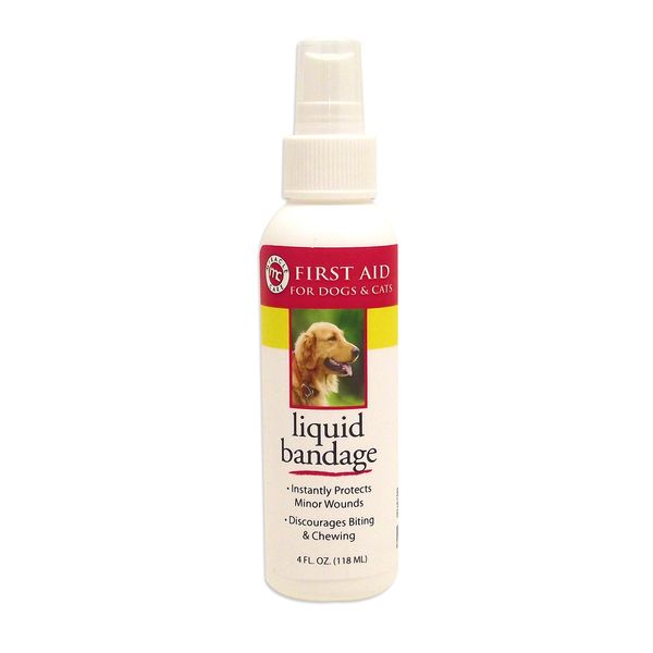 Miracle Care First Aid Liquid Bandage Spray for Dogs and Cats, 4 Ounce, Instantly Protects Minor Wounds and Discourages Licking