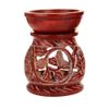 Oil Diffuser - Red Soapstone Oil Burner Round Leaves 3.25"