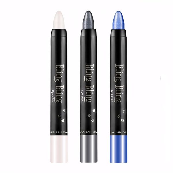 MADGININE 3PCS Glitter Eyeshadow Stick,Black Glitter Eyeshadow,Glitter Eyeshadow,Eye Shadow Stick,Long-Lasting Waterproof,Not Easy to Smudge,Create a Sparkling Eye Makeup (White,Black,Blue)