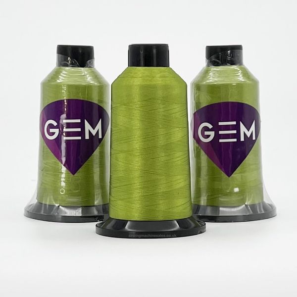GEM Machine Embroidery Thread, 1x 3000M Cone, 40wt Polyester, Green Tea, for Embroidery Machines