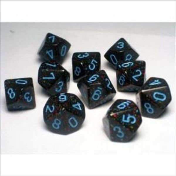 Chessex Dice Sets: Blue Stars Speckled - Ten Sided Die d10 Set (10)