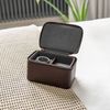 Stackers Mens Watch Box Zipper Faux Leather Brown Double
