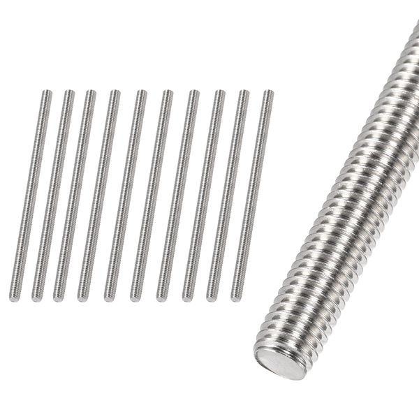 HiPicco M5 x 120mm Fully Threaded Rod & Studs, 304 Stainless Steel Right Hand Threads Rods, M5-0.8 Thread Pitch for Anchor Bolts, Clamps, Hangers and U-Bolts 10pcs