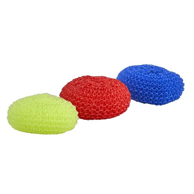 Nylon Scrubber Pads - Dish Scrubber Durable Mesh for Dish Pots and Stoves Durable cleaning. 3 pack of scrubbers in assorted colors Superio, 3