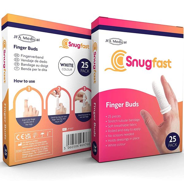 Pack of 25 Snugfast White Finger Cots Buddies Tubular Bandage Dressings