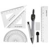 STOBOK Compass, 7-Piece Math Set, School Compass, Math Kompas, Straight Ruler, Triangular Ruler, Semicircle Protractor, Eraser, Refill, Drafting, Drawing Tool, Geometry, Students, Stationary Supplies,