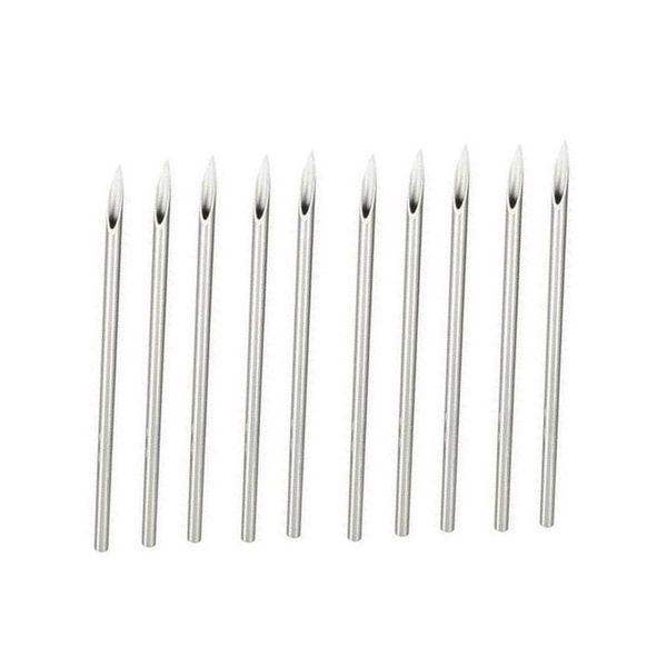 10PCS Silver Steel Safety Ear Body Nose Lip Navel Piercing Needle Pierce Tool Tattoo Supply Beauty Kit with Individual Package (12G)