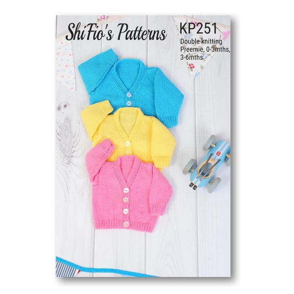 Paper Knitting Pattern for Babies V-Neck Cardigan, Babys Double Knitting Pattern, Double Knitting, KP251