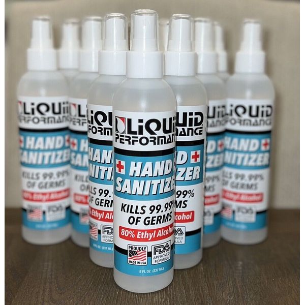 Case of 12 Hand Sanitizers LiQUiD PERFORMANCE Spray Cap 8 oz ( FDA Approved) USA