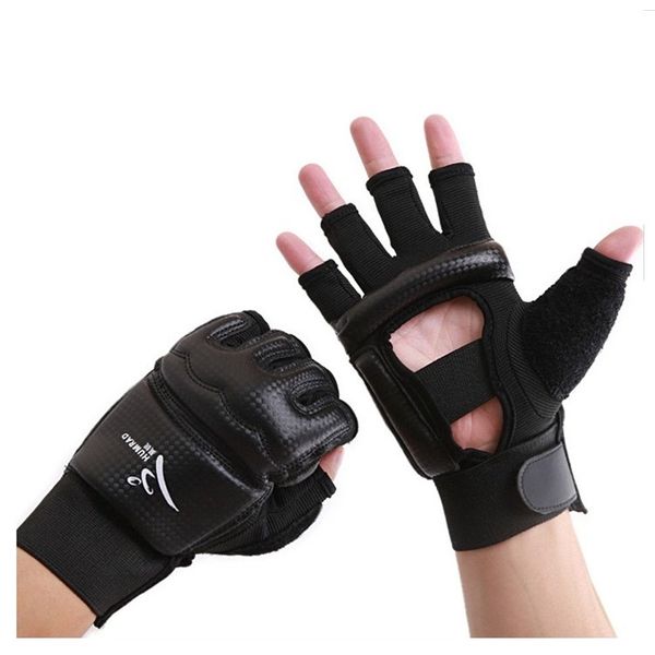 Wonzone Half Finger Taekwondo Training Boxing Gloves, Taekwondo/Muay Thai Training/Punching Bag Gym Half Mitts Sparring Gloves (Black, Medium)