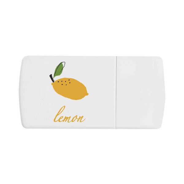 'Lemon Citrus Fruit Illustration Drawing' Pill Box with Tablet Splitter (PI00023011)