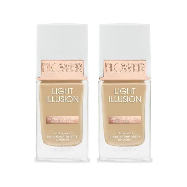 FLOWER BEAUTY Light Illusion Foundation Warm Beige (Pack of 2)