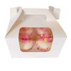 4 Hole Windowed Carrier Cupcake Boxes - - Bulk Discounts - Handle - with Inserts [10 Boxes]