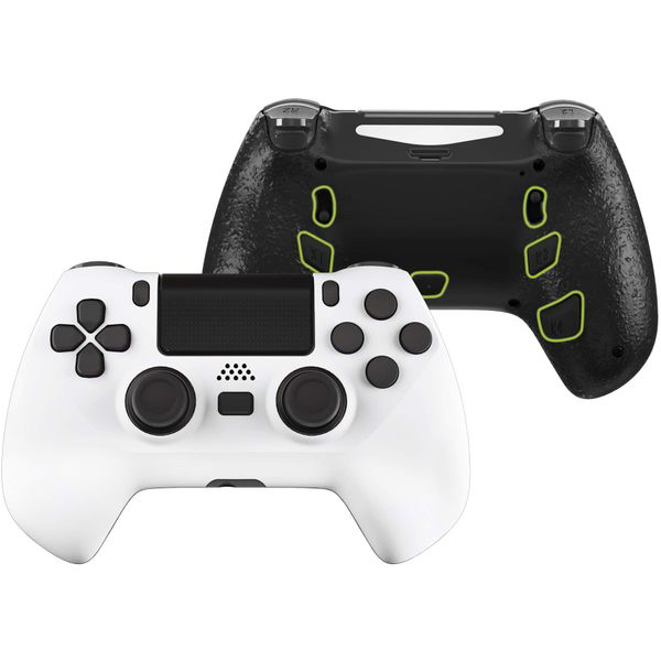 Unique Pure Color Replacement Shell (DTC) Designed for eXtremeRate PS4 Controller JDM-040/050/055, Upgrade Board & Ergonomic Shell & Back Button & Trigger Stop (Controller Not Included) 【White】