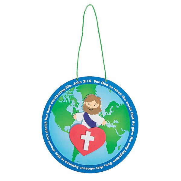 Fun Express John 3:16 Globe Craft Kit - Crafts for Kids and Fun Home Activities - VBS Vacation Bible School Supplies/Decor