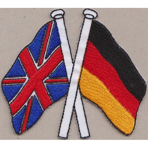 United Kingdom Union Jack and German Germany Flag Embroidered Patch Badge