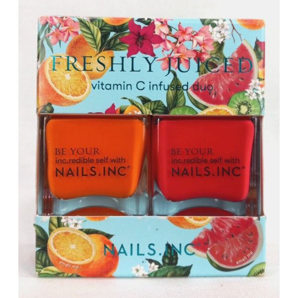 Nails Inc FRESHLY JUICED Duo Polish Vitamin C Infused ORANGE WATERMELON