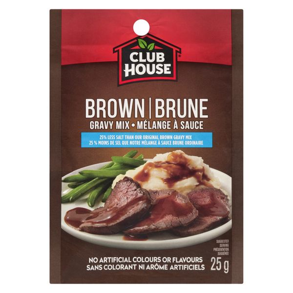 Club House Brown 25% Less Salt Gravy Mix, 25g/1oz., {Imported from Canada}