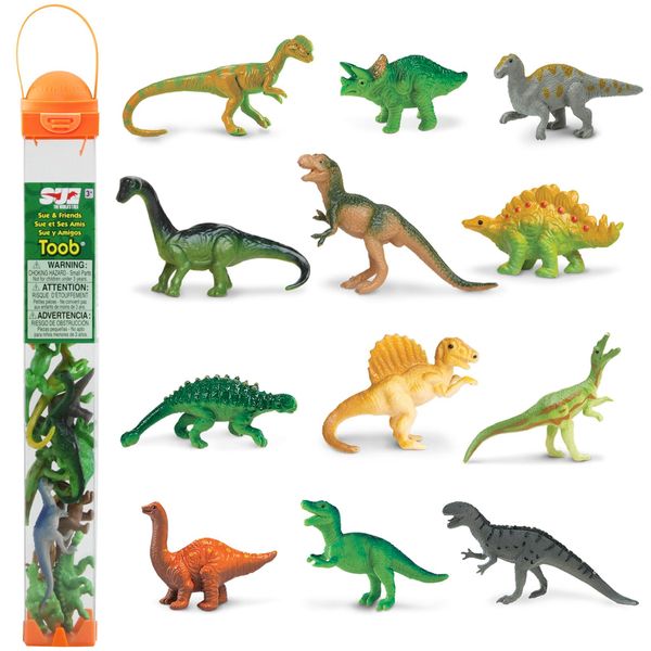 Safari Ltd. Sue & Friends Dinosaurs TOOB - T-rex, Iguanodon, Triceratops, Ankylosaurus, Stegosaurus, Spinosaurus, Apatosaurus - Educational Toy Figures For Boys, Girls & Kids Ages 3+